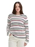 TOM TAILOR Damen Plussize Basic Strickpullover aus Bio-Baumwolle,36570 - red Green Knit...