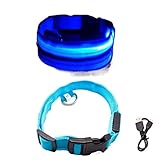 Hundeleine LED Hund Leuchthalsband für Haustier Nacht Sicherheit Haustier Halsband...