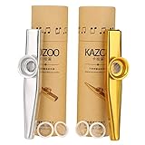 2 Stück Kazoo Metall, Kazoo Set mit Metall 4 Kazoo Membran, Original in...