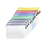 Fousenuk 12 Pcs Dokumententasche mit Reißverschluss A5, Wasserdichte Document Case, Mesh...