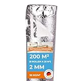 Trittschalldämmung mit Dampfsperre 200m² PREMIUM SILVER 2mm stark | 8 Rollen je 25m² |...