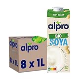 Alpro Soja Drink Bio Natur, Pflanzlicher Drink, Vegan, Laktosefrei, Glutenfrei,...