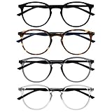 OPULIZE Met Lesebrille 4er Pack Schlank Runder Rahmen Federscharniere Kratzfest...