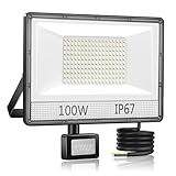 100W LED Strahler mit Bewegungsmelder Außen,10000LM Außenstrahler LED Fluter mit...