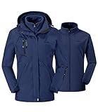 donhobo Damen 3-in-1 Skijacke mit Fleecejacke wasserdichte Regenjacke...