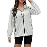 Windjacke für Damen, Langarm, leicht, Mantel mit Reißverschluss, Jacke mit Außentasche,...