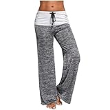 QWUVEDS Yoga Hosen Damen Locker Freizeit Mode colorSplicing Kordelzug Frauen Hosen...