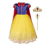 Aomig Weißer Schnee Prinzessin Kostüm Kinder, 4-teiliges Set Mädchen Kleid...