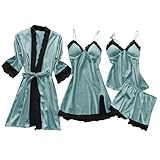 Halloween kostüm Damen Satin Damen Schlafanzug mit Knopfleiste Langarm Schlafanzug Damen...