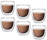 XCMVCN Doppelwandige Kaffeegläser 6er Set 80ml, Latte Macchiato Gläser Set...