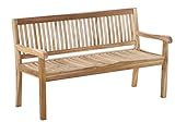 SAM 3-Sitzer Gartenbank Kingsbury, Sitzbank 150 cm, Teakholz massiv, Holzbank für den...