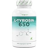 L-Tyrosin - 240 vegane Kapseln - Extra hochdosiert mit 1300 mg pro Tagesportion - Reine...