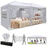 Pavillon 3x3m/3x6m, Faltpavillon Wasserdicht Gartenpavillon mit 4 Seitenteilen Partyzelt...