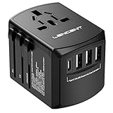 LENCENT Reiseadapter Reisestecker Weltweit mit 3 USB- und 1 Typ-C Anschlüße...