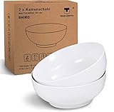 RAMEN SCHALEN 20,5cm, Set 2 Stück Porzellan Warm Weiß Shiro SUPPENSCHÜSSEL...