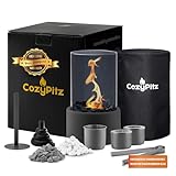 CozyPitz Smokedglass Tischkamin | Tischkamin Outdoor & Indoor | Tischkamin Set mit...