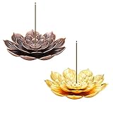 AUXSOUL 2 Stücke Räucherstäbchenhalter Lotus Ash Catcher Kupfer Weihrauchbehälter Set,...