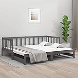 ECLAY Home Sets mit ausziehbarem Tagesbett grau 2x(90x190) cm massiv Kiefer