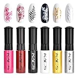 6 Farben Nagellack Set bunter metallische farbe glitzer Stempeln polnischen Detailliertes...