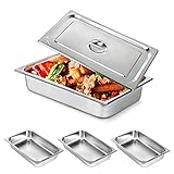 Mgorgeous 4 x Gastronormbehälter Edelstahl Behälter-Set 10cm Tiefe Speise Behälter mit...