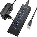 USB Hub, JESWO USB Hub Aktiv 3.0 mit Netzteil, USB 3.0 Hub mit 7...