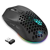 SAYTAY Leichte Gaming-Maus, wiederaufladbar, kabellos, Gaming-Maus mit USB-Empfänger,...