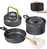 10-Teilig Camping Kochgeschirr Set Cookware Kit Picknick Töpfen Kochgeschirr...