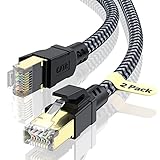 CABNEER Cat 8 Ethernet Kabel 3, meters 2-Stücke, 40Gbps Netzwerkkabel...