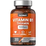 Vitamin B1 Hochdosiert 100mg Thiamin | 120 Vegane Tabletten | Nahrungsergänzungsmittel...