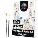 OfficeTree Aquarellpapier A4 – 40 Blatt – Aquarellpapier 300 g – Aquarellbogen A4...