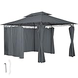 tectake 800793 Luxus Pavillon 3x4m, Gartenpavillon mit 6 Seitenteilen,...