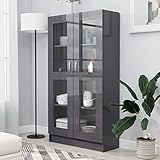 XIAOGUANG Vitrinenschrank, Vitrine, Wandschrank, Schrank Regal, Glasregal, Glasvitrine...