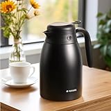 Navaris Isolierkanne Warmhaltekanne aus Edelstahl 1,5l - isolierte Kanne für Tee Kaffee -...