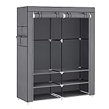 SONGMICS Stoffschrank, Kleiderschrank, 45 x 127 x 176 cm, 2 Hängefächer, mit Ablagen, 4...