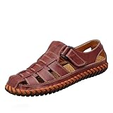 Moodeng Herren-Sport-Sandalen, Leder, geschlossene Zehen, Outdoorschuhe, Strand, Sommer,...