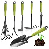 com-four® 6-teiliges Garten-Werkzeug-Set - Gartenset mit Doppelhacke,...