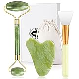 Jade Roller Set für Gesicht, Gua Sha Stein Massageset Gesichtsmassagegerät...