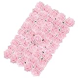 BELLE VOUS 50 STK Künstliche Rosen Rosa Schaumrosen mit Stiel – 18 cm Echt...