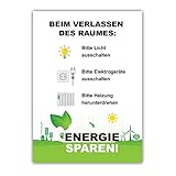 5 X Sticker Energie sparen Aufkleber Licht ausschalten Hinweisschild Heizung...