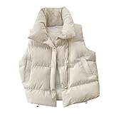 Weste Damen Winter Lose Warme Stehkragen Ärmellose Wintermantel Oversize Dick...