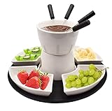 BeBuy24 Fondueset 11 teilig Keramik Porzellan Schokofondue Käsefondue Fondue Set Schoko...