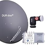 DUR-line 8 Teilnehmer Set - Qualitäts-Alu-Satelliten-Komplettanlage - Select 85cm/90cm...