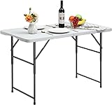 HollyHOME Klapptisch Campingtisch 4FT/122cm, Picknicktisch Einstellbare Höhe...