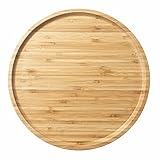 YANGQIHOME Bambus Servierplatte, Runde Holztablett, Holz-Serviertablett, Obst,...