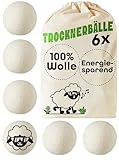 Trocknerbälle Wolle für Wäschetrockner 6er Set - 𝗪𝗲𝗶𝗰𝗵𝗲,...