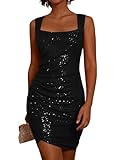 GRACE KARIN Damen Glänzend Partykleid Bodycon Club Abendkleid Festliches Kleid Eckiger...