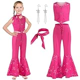 GMEDJVE Mädchen Cowgirl Kostüm Film Heroine Cosplay Rosa Cowgirl Outfit Kinder Western...