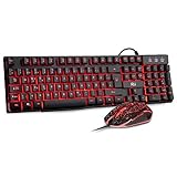 Rii Gaming Tastatur und Maus Set, 3 LED Hintergrundbeleuchtung, ideal für...