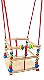 Hess Holzspielzeug 20000 - Gitter-Schaukel aus Holz mit Sprossen, bunten Perlen und...