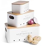 Homety Kartoffel Aufbewahrungsbox [3er Set]- Deko Küche - der ideale Weg für Zwiebel...